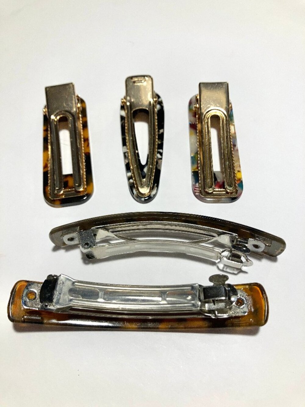 Assortment of 5 Tortoise-Shell Hair Clips, NEW - Picture 2 of 4